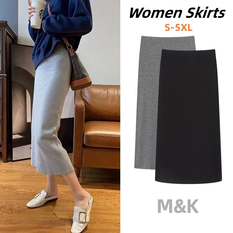 M&amp;K กระโปรงถักขนาดใหญ่สำหรับผู้หญิง แบบโอเวอร์เดอะคีน สวมใส่ภายนอกได้อย่างเก๋ไก๋ ไซส์ S
