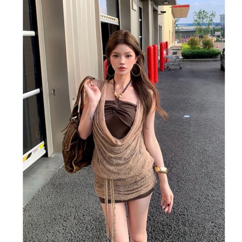 เสื้อคอปอกับชั้นเชือกแขวนคอน่ารัก สไตล์เผ็ดหวาน ดีไซน์ย้อนยุคสำหรับลูกไม้แกว่ง ราคา ถูกที่สุด ดีลบีเคเค แกลเลอรีภาพที่ 3