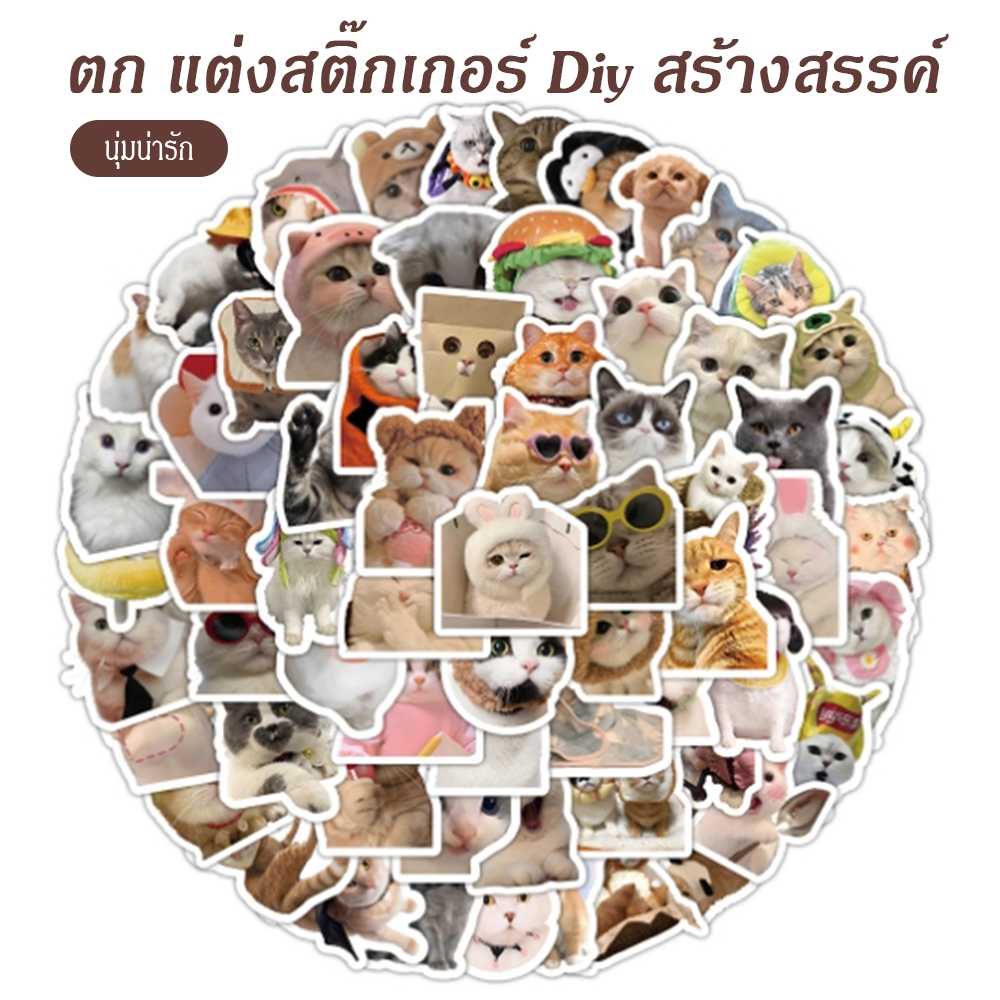 สัตว์สติกเกอร์ ทําเองโปร่งใส สติกเกอร์ตกแต่ง 100 ชิ้น น่ารักพร้อมกล่องสุนัขแมวการ์ตูน