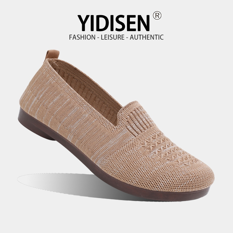 Fashion Casual Must-Have!รองเท้าถักบินแบบสวม YIDISEN วัสดุถัก เป็นมิตรกับผิวเป็นพิเศษ
