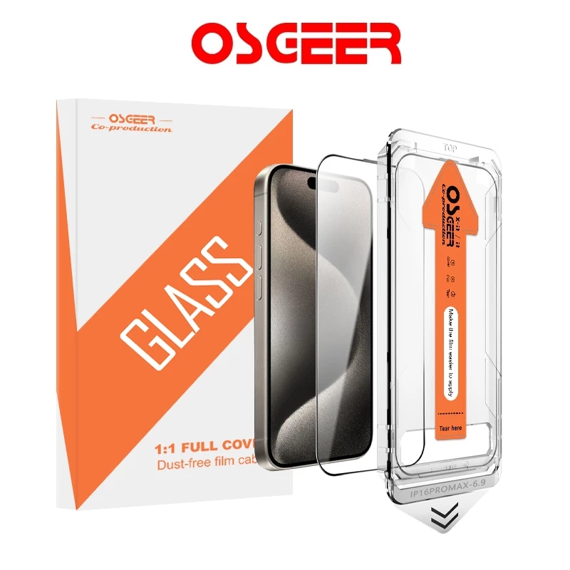 OSGEER ป้องกันหน้าจอสําหรับ iPhone 17 Pro Max 16 15 14 Plus 13 12 11 - [ความต้านทานแรงกระแทกแรงกระแทกสูง & 9H+ ความแข็ง] กระจกนิรภัยป้องกันหน้าจอครอบคลุมเต็มรูปแบบติดตั้งง่าย
