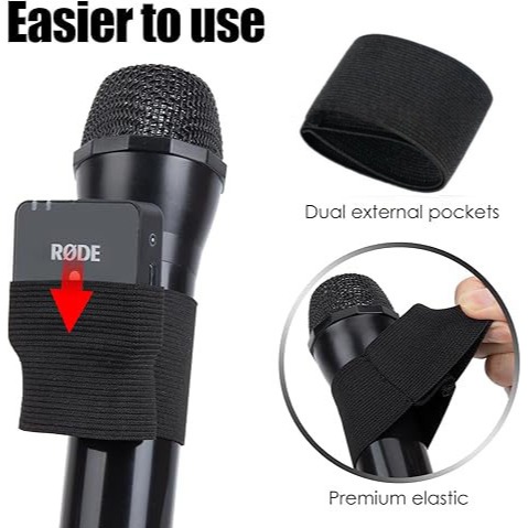 แขนเอวยางยืดไมโครโฟนมือถือ, ติด Rode Wireless GO 2 บนไมโครโฟนมือถือ (Shure SM58, Behringer XM8500) ส