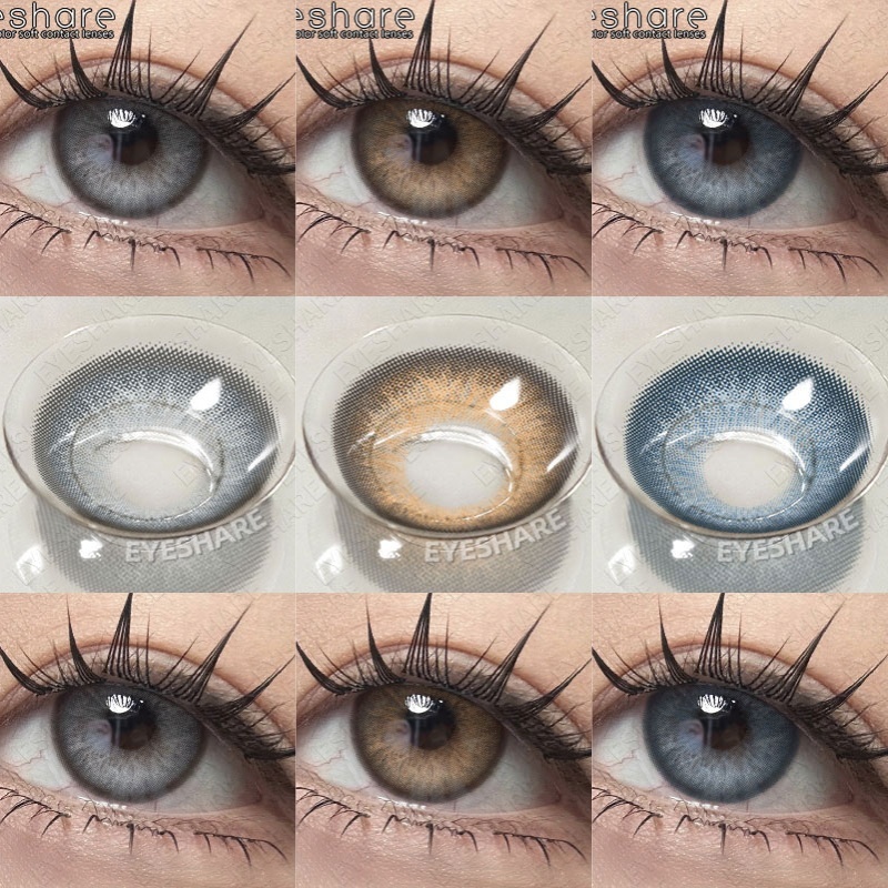 ธรรมชาติ สีเทา คอนแทคเลนส์ NORWAY 1 คู่ ตาโต สีน้ำตาลอมฟ้า คอนแทคเลนส์ 14.5มม. ใช้หนึ่งปี