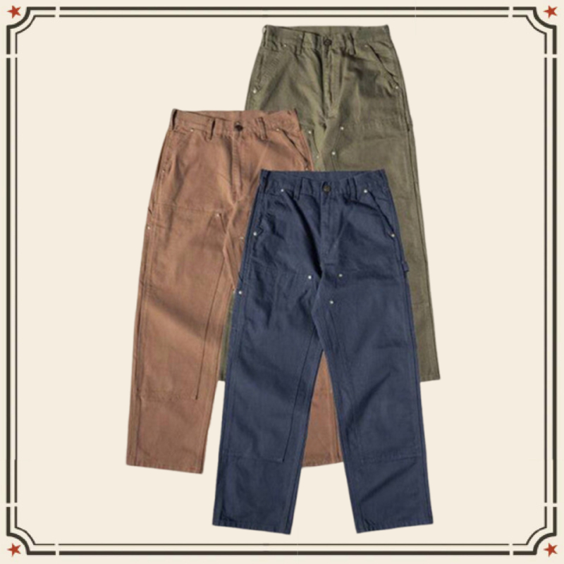 GRND Optimus Made Double Knee Logging กางเกงอเมริกัน Old Age หนาเสริมสวมใส่ผ้าใบ Overalls