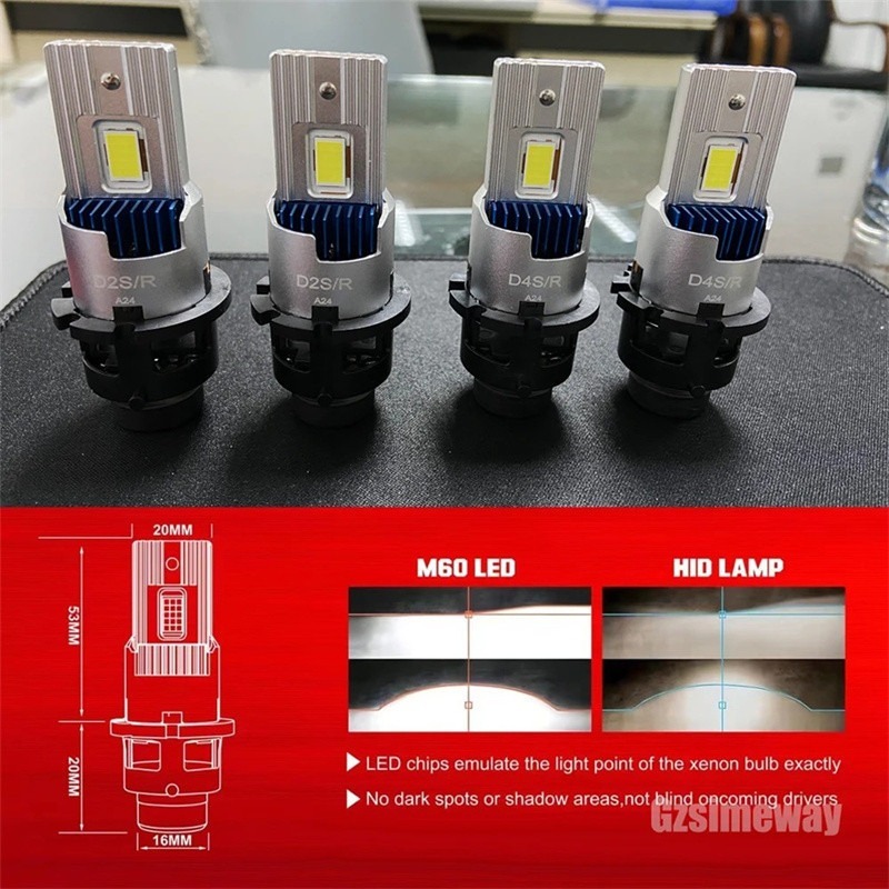 ZR สําหรับหลอดไฟซีนอน D2S LED D4S Canbus D2R D4R HID 1: 1 ชิป 60000LM CSP 6000K Plug and Play สีขาวสําหรับรถยนต์ 2 ชิ้น - รูปที่ 5