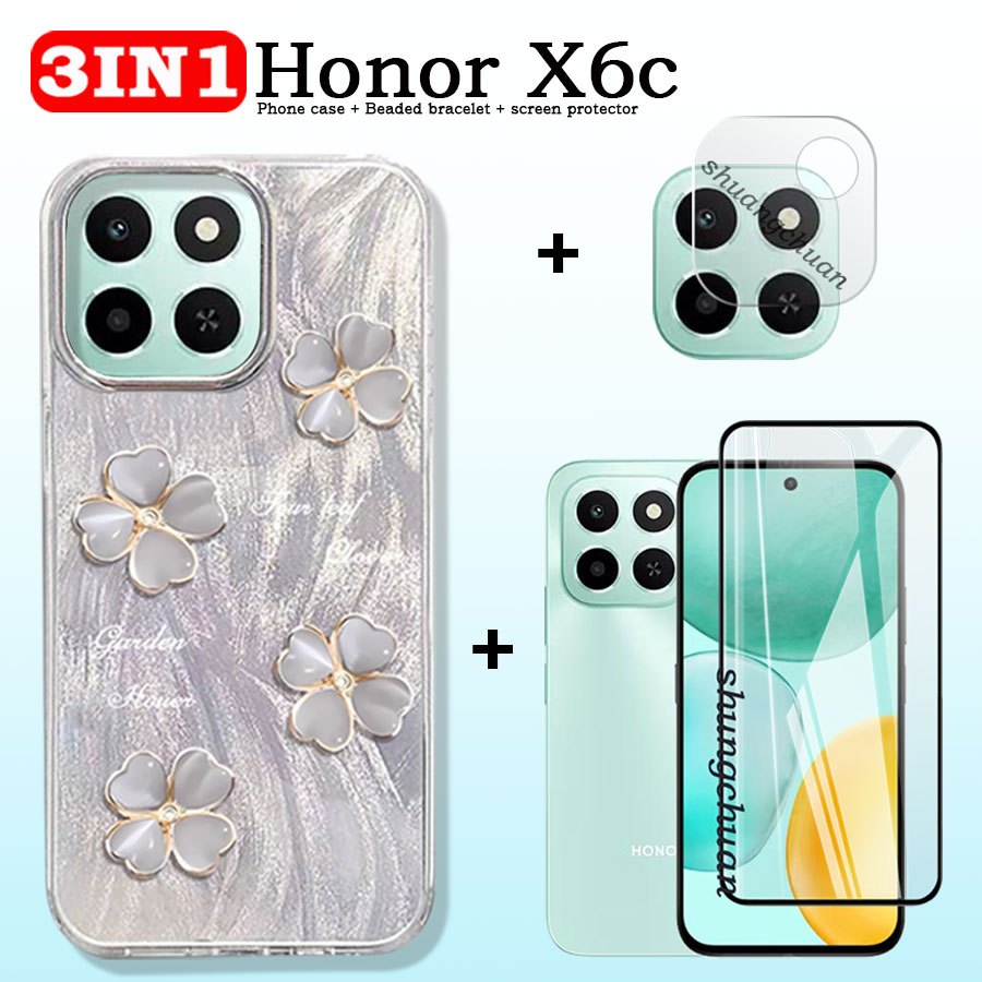 สําหรับ Honor X6C กระจกนิรภัยหน้าจอ + Honor X6C เคสโทรศัพท์ Honor X7C X8C X8B Feather IMD เคสโทรศัพท