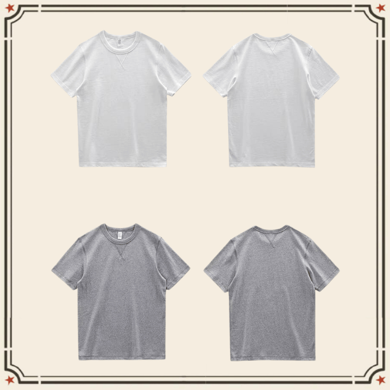 GRND เสื้อยืดแขนสั้น Carbon Brushed American White Pure Cotton Tee เสื้อ Bottoming หนา