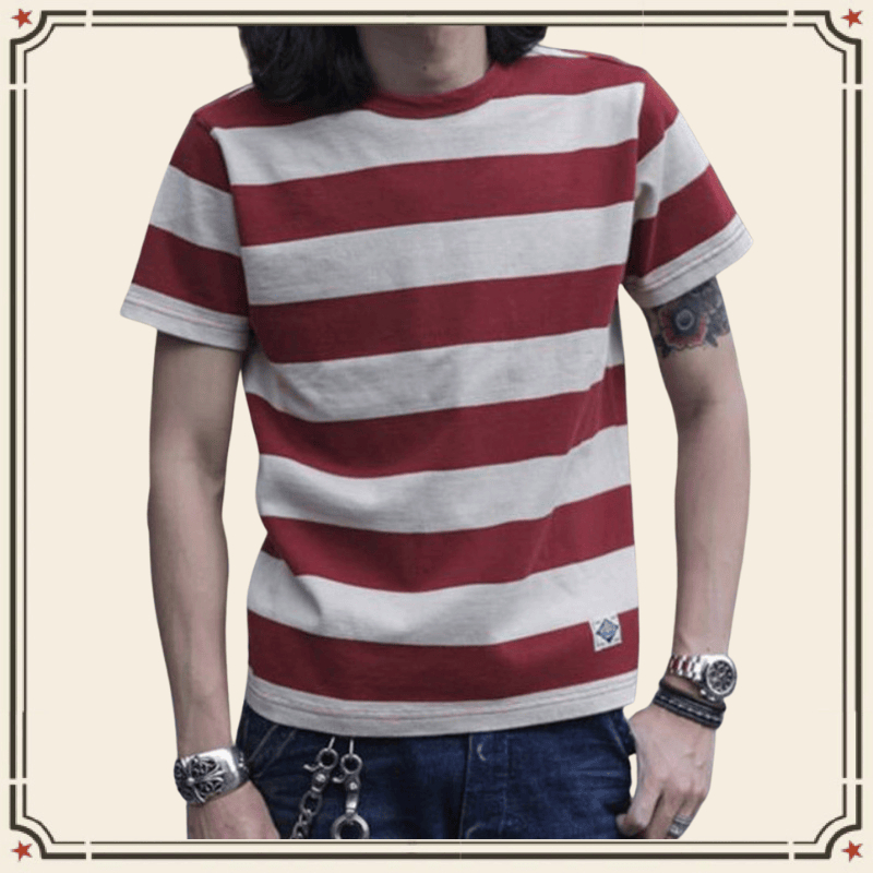 กรัม ลายเสื้อยืดผู้ชายผู้หญิงฤดูร้อนลายเส้นแนวนอนรถจักรยานยนต์สั้น @-