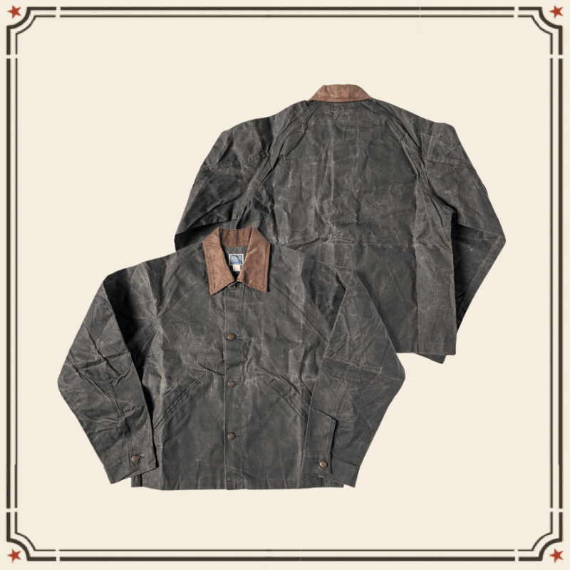 GRND Tooling American Retro Canvas Heavy Oil Wax Jacket Ami สีกากี Tough Guy รถจักรยานยนต์ Windproof