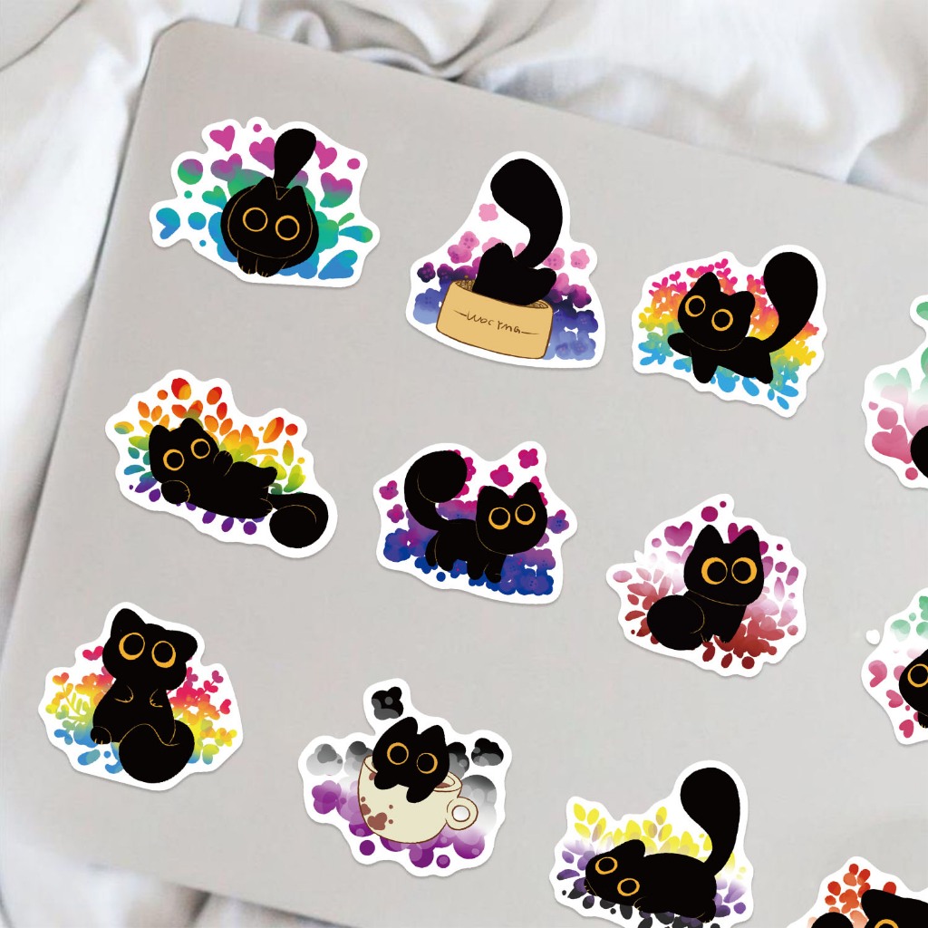 50PCS Pride Black Cat สติกเกอร์สัตว์ตลก Graffiti DIY รูปที่ 2