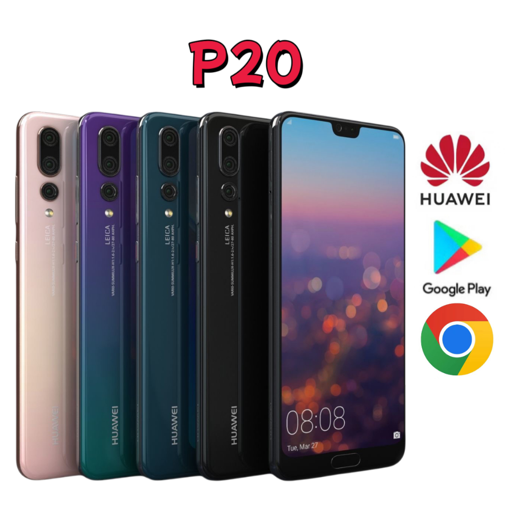 Original Huawei P20 6+128G ลายนิ้วมือ NFC ขนาด 5.8 นิ้ว 3400 mAh 20.0PM 90% ใหม่/มือสอง