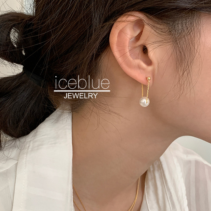【iceblue】S925 ต่างหูมุก sterling silver 18K gold plated พร้อมเทคโนโลยีกันสนิมและกันน้ำ เหมาะสำหรับผู้หญิง E69