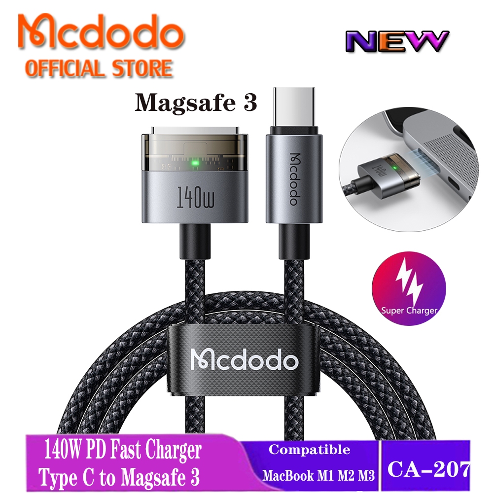 Mcdodo สาย USB-C ถึง Magsafe 3 140W พร้อมไฟแสดงสถานะสําหรับ MacBook Air/Pro M1 M2 M3 CA-207