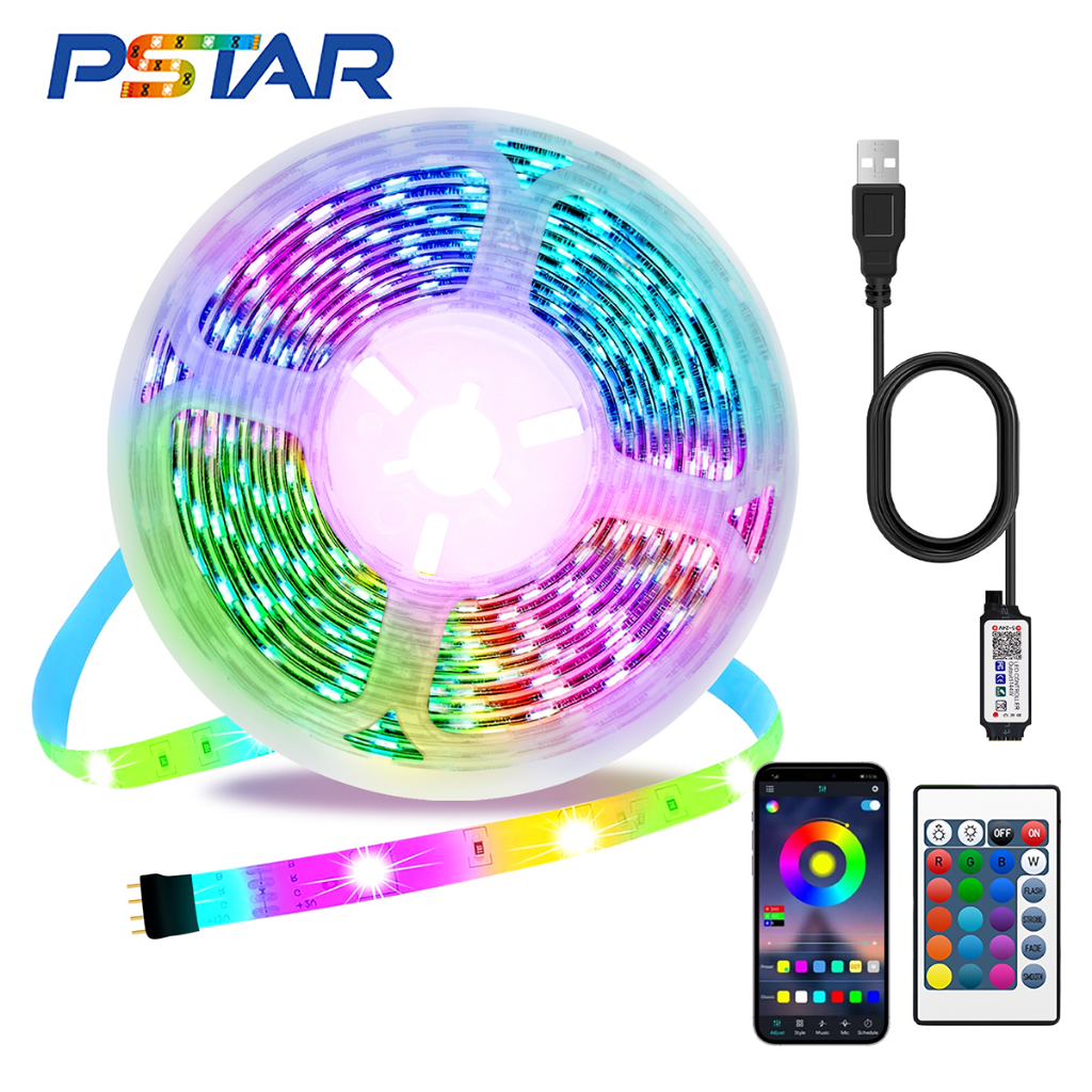 ไฟแต่งห้อง ไฟติดห้อง ไฟตกแต่งห้อง ไฟ LED RGB 5050 แบบเสน การซิงโครไนซ์เพลง การไล่ระดับสีที่มีสีสัน