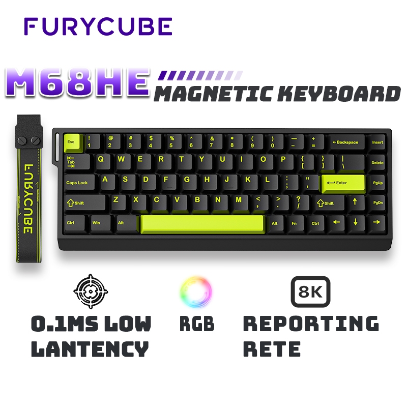 FURYCUBE M68HE Magnetic RT Mechanical Keyboard 8Khz RGB คีย์บอร์ดแบบมีสาย Magnetic Switch