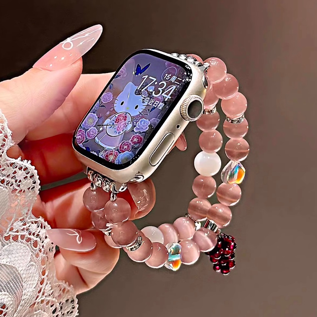 Gemstone Beads Strap For Huawei Watch Fit 5 สาย Wristband For สาย Huawei watch Fit 5 pro Strap Opal 