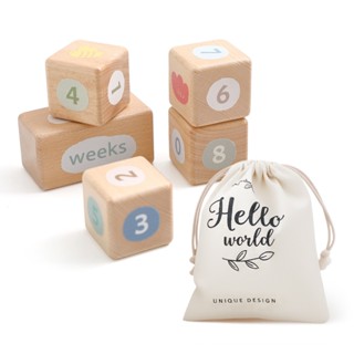 สีสัน Baby Growth Milestones บล็อกไม้รายสัปดาห์รายเดือน Birt…