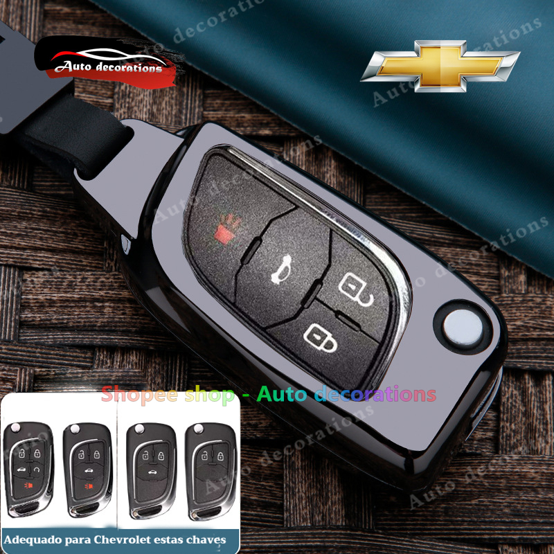 สําหรับ Chevrolet Prisma/Onix/Cobalt/Cruze/Spin/Tracker/sonic Modified กุญแจรถสังกะสีอัลลอยด์กรอบฝาครอบกุญแจ ฟรีพวงกุญแจ