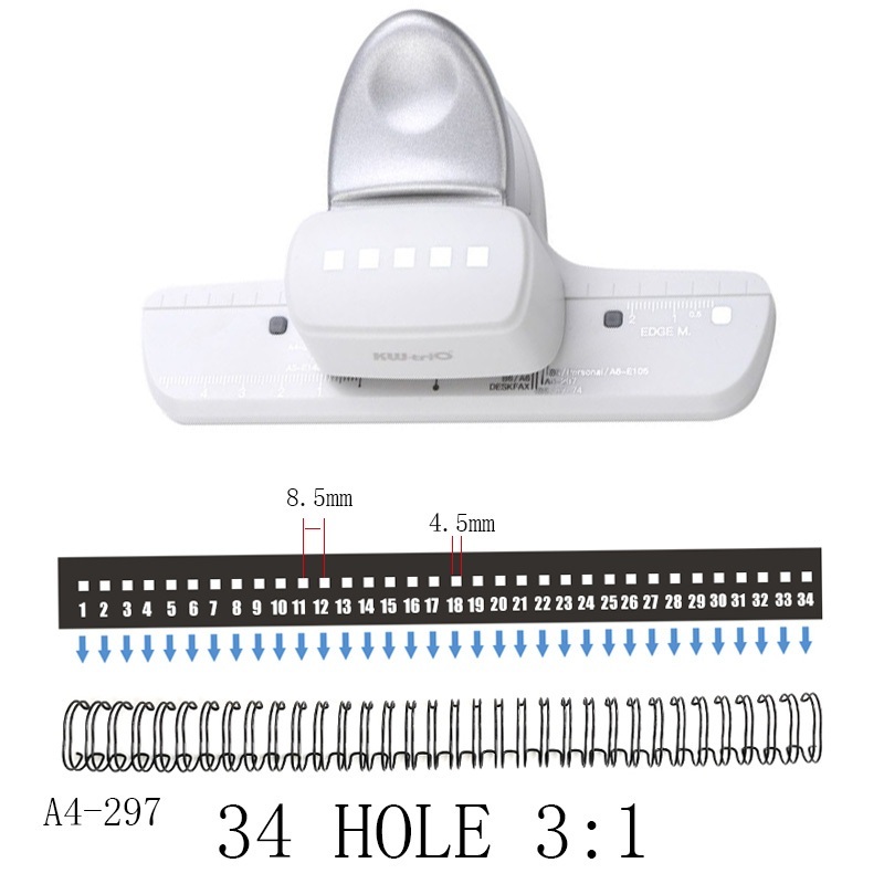 KW-trio Square Hole กระดาษ Punch มือถือพลาสติก Hole Puncher ความจุ 5 แผ่นสําหรับ A4 A5 B5 สําหรับโน้