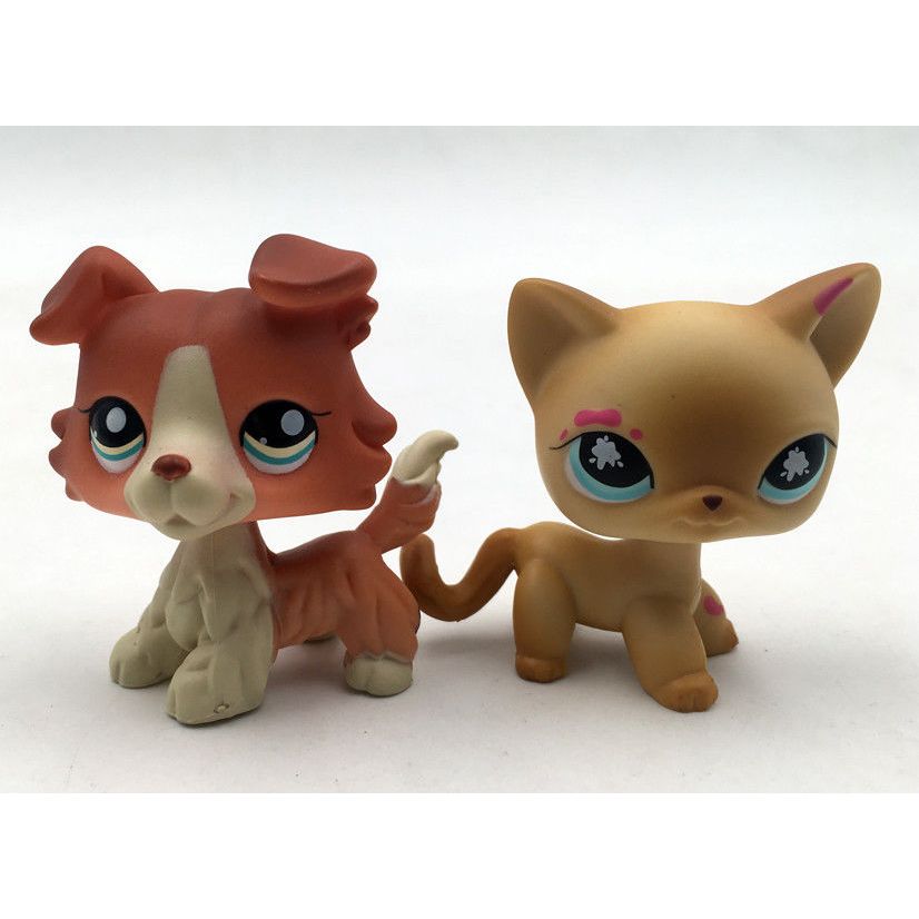 2 ชิ้น/ล็อต Littlest Pet Shop ของเล่นสุนัขแมว #1542#816 ฟิกเกอร์ LPS สัตว์