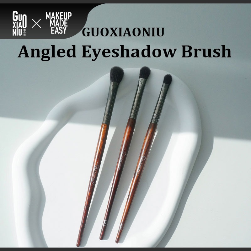GUOXIAONIU แปรงอายแชโดว์หัวเอียง ขนแพะชั้นดี สําหรับรายละเอียดดวงตา เส้นขนตาล่าง อายไลเนอร์และผสม