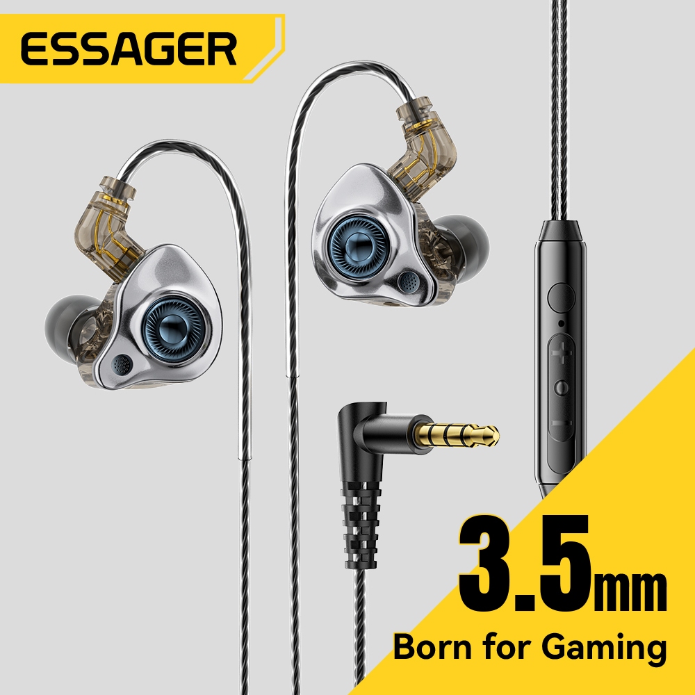 Essager 3.5 มม./Type-C Line Control หูฟังที่ถอดออกได้สําหรับเล่นเกมพร้อมไมโครโฟนหูฟังชนิดใส่ในหูไฮไฟชุดหูฟังแบบมีสาย