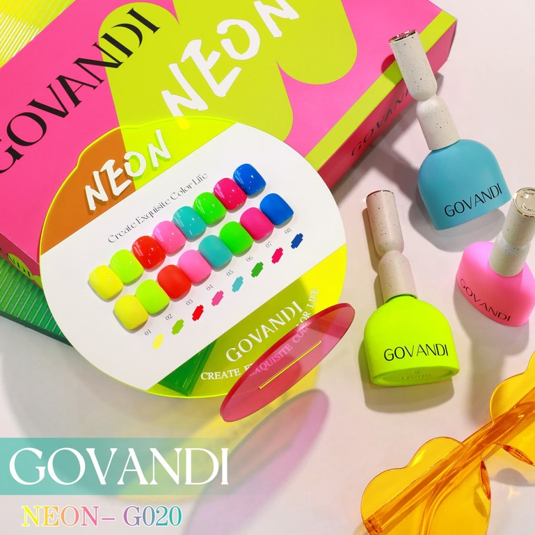 พร้อมส่งแถมชาร์ทสี  สีเจล GOVANDI 8 สี (G20/G22) เจลทาเล็บเรืองแสงนีออน – ยาทาเล็บเรืองแสงเรืองแสงในที่มืด สีนีออน สีเจลสีพื้น สีแน่น
