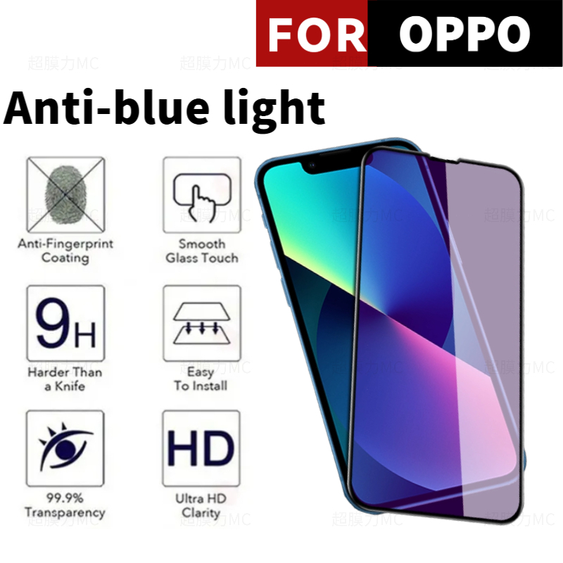 รุ่นเต็ม Anti-Blue Glass สติกเกอร์สําหรับ OPPO A5 A5Pro A3X A3Pro A38 A79 A98 A74 A57 A55 A91 A73 Re
