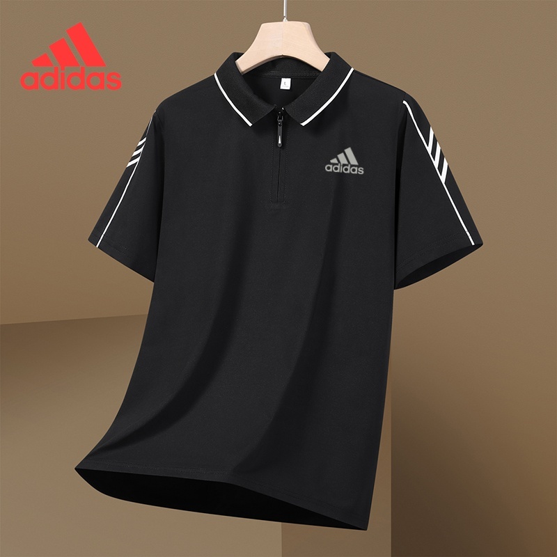 เสื้อโปโลแขนสั้นซิปคอกลมสำหรับผู้ชาย ดีไซน์แฟชั่น สวมใส่ง่าย