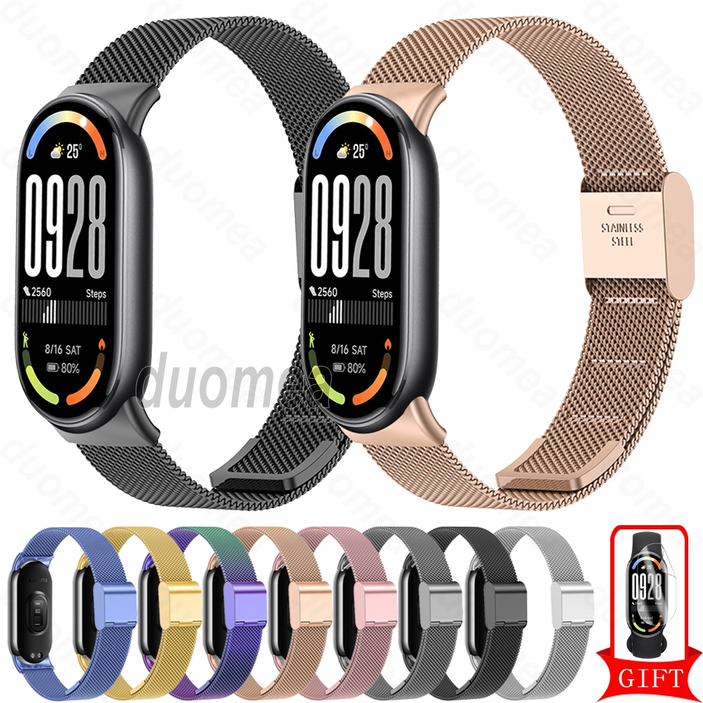 สายสแตนเลสโลหะห่วงสร้อยข้อมืออุปกรณ์เสริมสําหรับ Xiaomi Smart Band 10 9 8 / Mi Band 10 Ceramic Edition