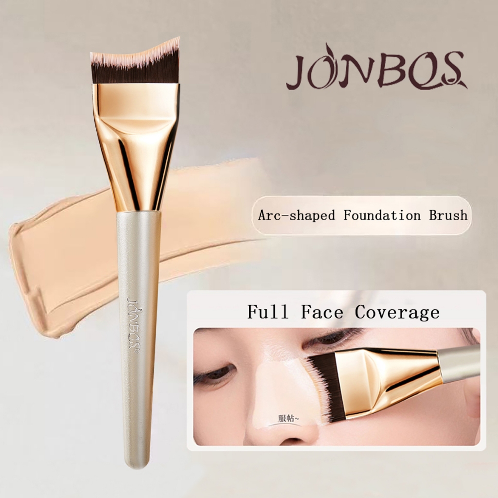 Jonbos แปรงรองพื้นรูปส่วนโค้ง - พิเศษสําหรับช่างแต่งหน้าน้ําหนักเบาครอบคลุมเต็มรูปแบบเครื่องมือแต่งหน้ารองพื้นชนิดน้ํา J132