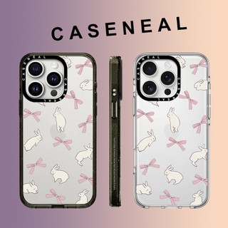 CASENEAL โบว์ริบบิ้นกระต่ายโปร่งใสกันกระแทกอะคริลิคเคสโทรศัพท์สําหรับ iPhone 16 Pro Max 15 Plus 14 ProMax 13 12Pro 12 โทรศัพท์กันกระแทกขอบนุ่มฮาร์ดป้องกันกรณี