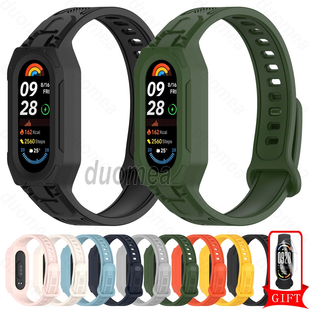 สายรัดซิลิโคนพร้อมอุปกรณ์เสริมสร้อยข้อมือเคสสําหรับ Xiaomi Smart Band 10 9 8 7 / Mi Band 6 5