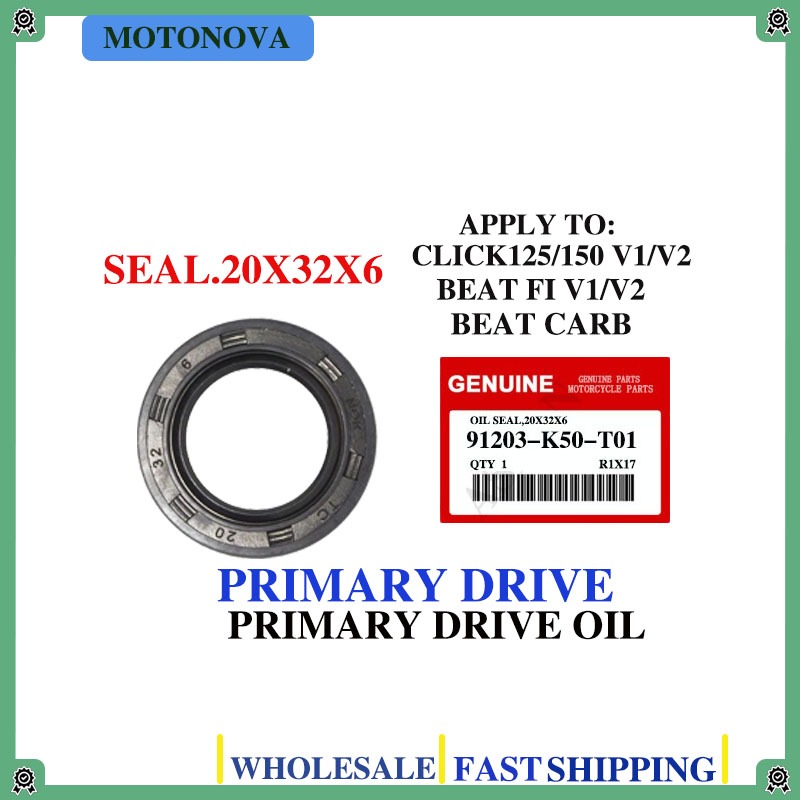 20x32x6 - 91203-K50-T01 / ซีลน้ํามันเกียร์หลัก – BEAT FI vi v2 v3, Click 125 / 150 v1 v2-MotoNova