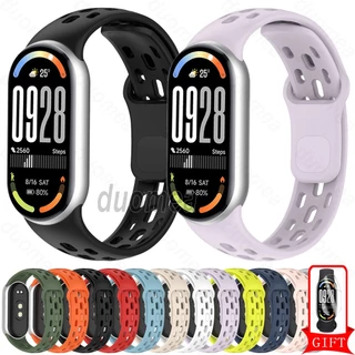สายรัดข้อมือซิลิโคนอุปกรณ์เสริมสร้อยข้อมือแบบห่วงระบายอากาศสําหรับ Xiaomi Smart Band 10 9 8 / Mi Band 10 Ceramic Edition