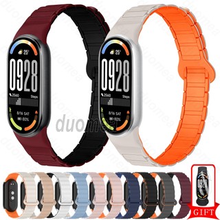 สายรัดซิลิโคนห่วงสีคู่อุปกรณ์เสริมสร้อยข้อมือแม่เหล็กสําหรับ Xiaomi Smart Band 10 9 8 / Mi Band 10 Ceramic Edition