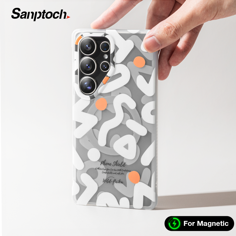 Sanptoch สําหรับเคสโทรศัพท์กราฟฟิตีสีแม่เหล็กสําหรับ Samsung Galaxy S25 / S24 กรอบ TPU นุ่มพิเศษ + ฝาครอบพีซีแบบแข็งการ์ตูนแม่เหล็ก Matte ปลอกป้องกันโปร่งใส