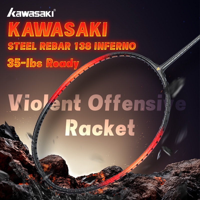 ไม้แบด Kawasaki Steel Rebar 138 แร็กเกตแบดมินตันทางการของแท้ Venson VS BG7 สายดึง คาร์บอนไฟเบอร์เต็มรูปแบบ 4U แรงบุกโจมตีก้าวร้าว แร็กเกตฝึกซ้อมเชิงร้าย แรงดึงสูงสุด 35LBS ขึงเอ็นพร้อมเล่น