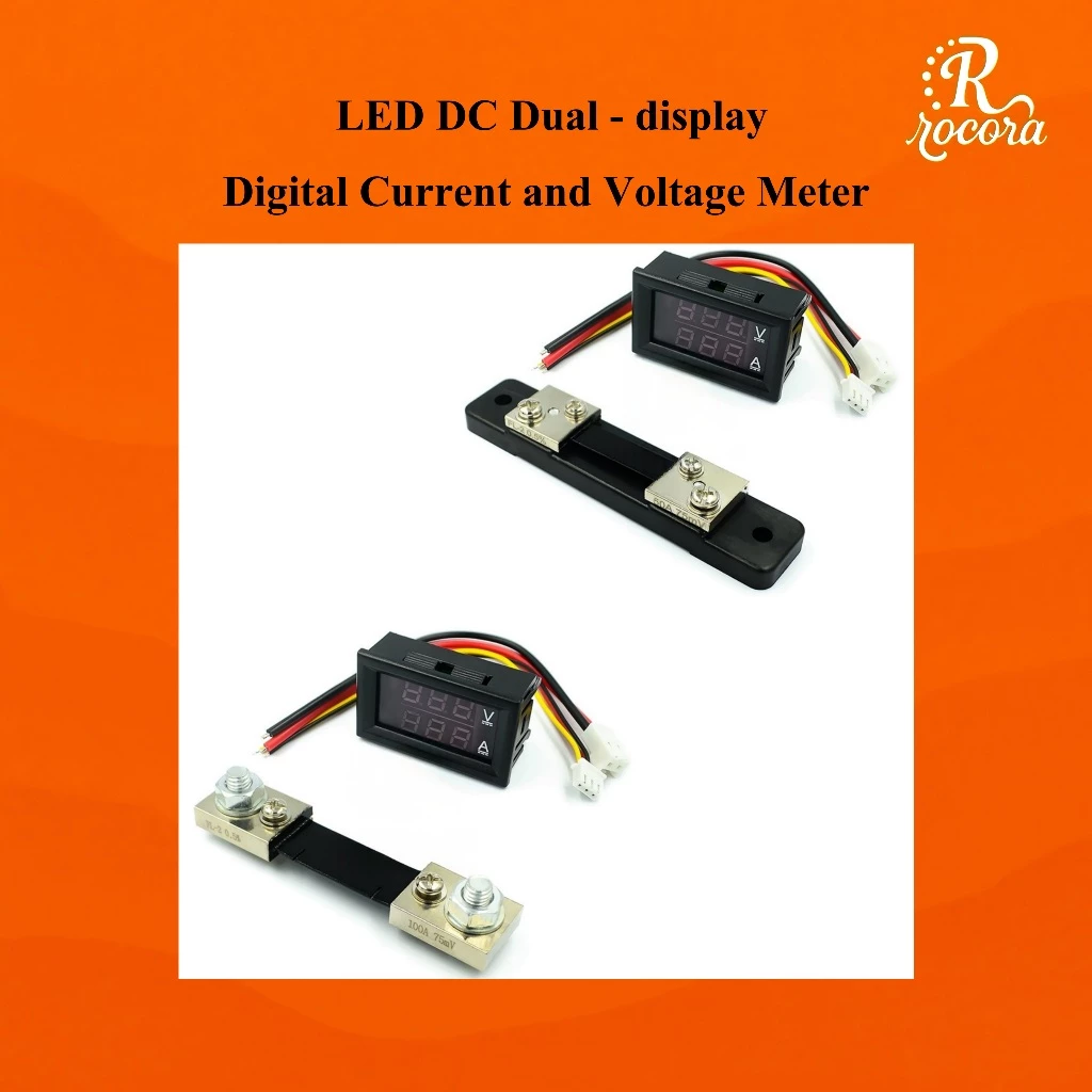 DC0-100V1A 10A 50A 100A LED DC มิเตอร์วัดกระแสและแรงดันไฟฟ้าแบบดิจิตอลจอแสดงผลคู่ หัวมิเตอร์วัดแบบดิจิตอล