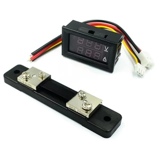 DC0-100V1A 10A 50A 100A LED DC มิเตอร์วัดกระแสและแรงดันไฟฟ้าแบบดิจิตอลจอแสดงผลคู่ หัวมิเตอร์วัดแบบดิจิตอล