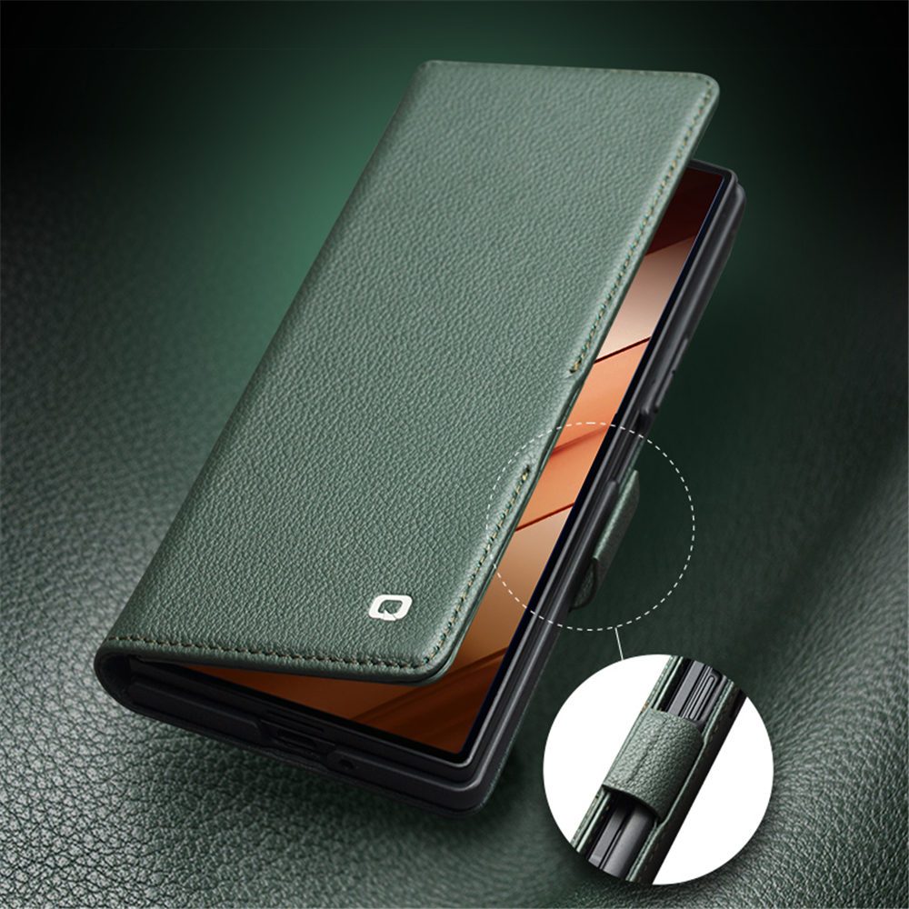 เคสหนังวัวธรรมชาติระดับพรีเมียมสําหรับ Samsung Galaxy Z Fold7 Card Pocket Business Cover