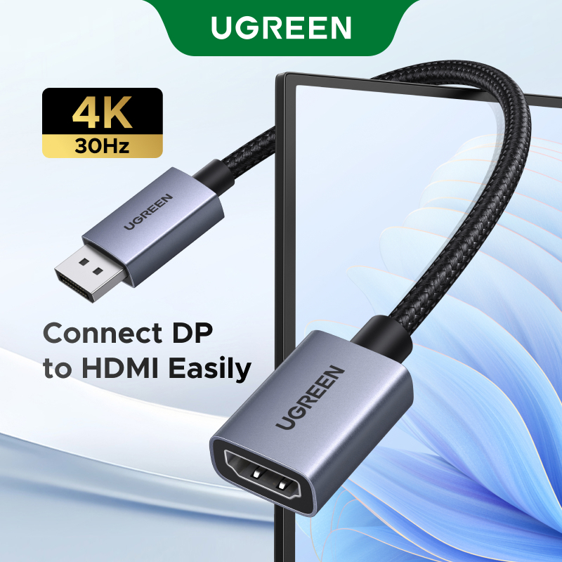 UGREEN อะแดปเตอร์สายเคเบิล DisplayPort DP เป็น HDMI 4K*30Hz สําหรับแล็ปท็อปโปรเจคเตอร์ HP/Dell