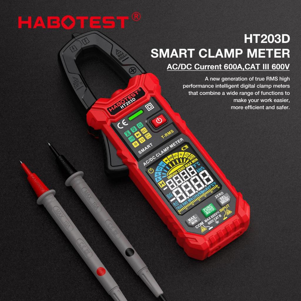 HABOTEST HT208D แคลมป์มิเตอร์แบบดิจิตอล 1000A DC   มัลติมิเตอร์ HT205D HT203D สมาร์ทมัลติมิเตอร์