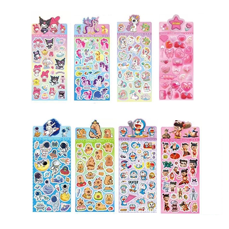 1 PC Nezha 2 Labubu Capybara นักบินอวกาศยูนิคอร์นการ์ตูนเลเซอร์สติกเกอร์เคสโทรศัพท์โน้ตบุ๊คตกแต่งของเล่นเด็กของขวัญ