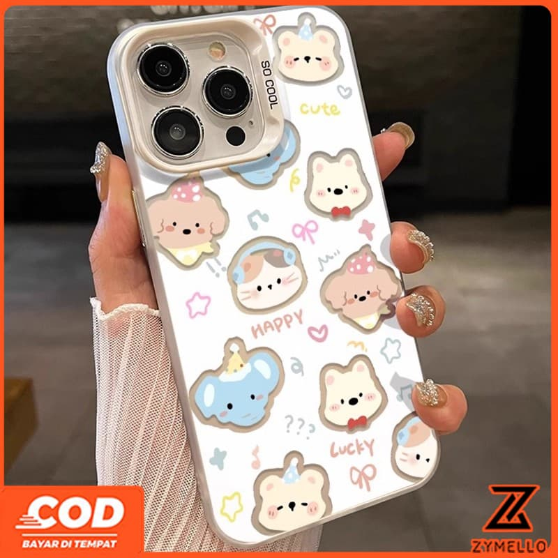 สําหรับOPPO Reno 14F Reno 14 Pro Reno 13F Reno 13 PRO Reno12 F Reno11 F Reno 11 Pro Reno 10 Reno 8T Reno 8Z Reno 7Z Reno8 ลูกสุนัขน่ารักหมีช้างกันกระแทกTPUเคสโทรศัพท์