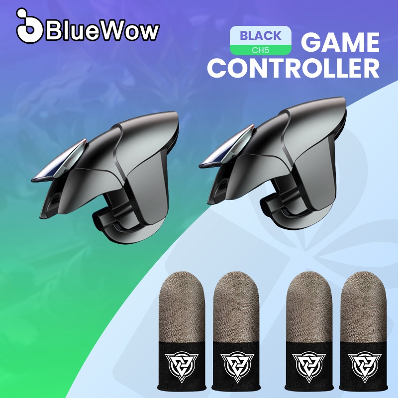 ตัวควบคุมทริกเกอร์สําหรับเล่นเกม BlueWow CH5 | ปุ่มช่วยสัมผัสแบบกลไก | เครื่องมือเกม PUBG/FPS | No ดีเลย์ + ปลอกนิ้วฟรี
