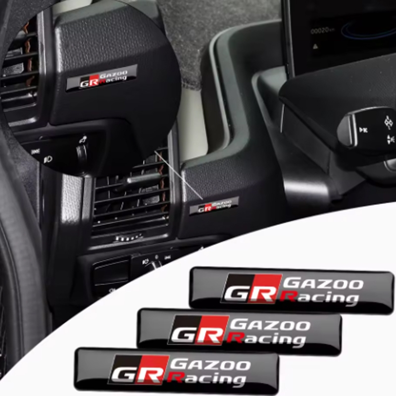 2/5pcs 6 ซม.สําหรับ GR Racing สติกเกอร์ 3D สะท้อนแสง Decals รถรถจักรยานยนต์อุปกรณ์ตกแต่งสติกเกอร์สําหรับ Corolla Yaris Corolla