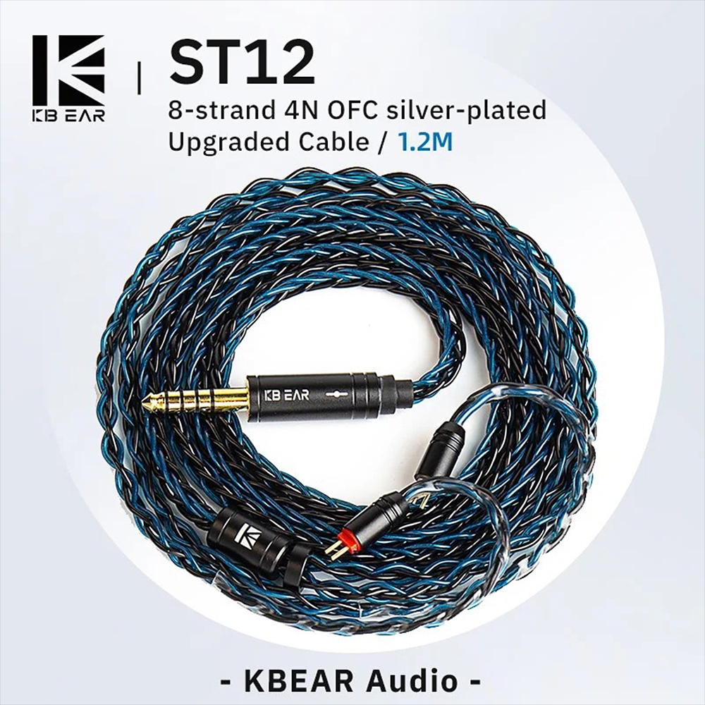 KBEAR ST-12 หูฟังอัพเกรดสาย 8 Strands 4N OFC Silver-plated ชุดหูฟัง 112 แกน 0.78 มม./QDC Connector ห