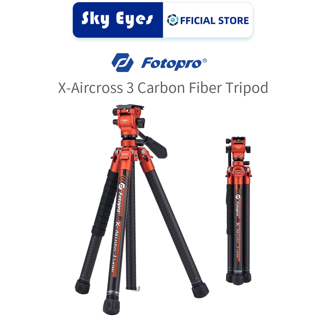 Fotopro X-Aircross 3 ขาตั้งกล้องคาร์บอนไฟเบอร์แบบพกพาขาตั้งกล้องสําหรับเดินทางสําหรับถ่ายภาพกล้อง