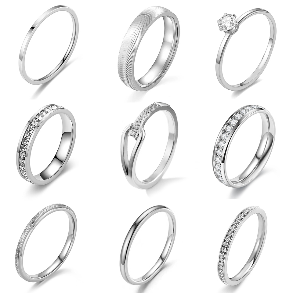 แหวนเหล็กไทเทเนียม สีเงิน ไม่เป็นสนิม สไตล์เกาหลี ฮิปฮอป เหมาะกับทุกเพศ ทุกวัย